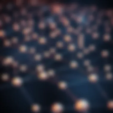 Visual representation of blockchain technology and its interconnected nodes