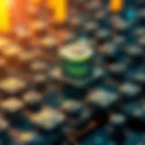 A visual representation of blockchain architecture showcasing interconnected blocks and nodes.