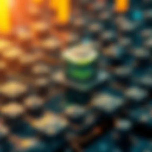 A visual representation of blockchain architecture showcasing interconnected blocks and nodes.