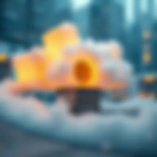 Visual representation of cloud computing architecture with cryptocurrency integration