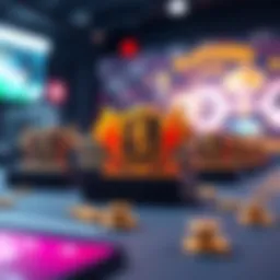 A graphic representation of play-to-earn mechanics showcasing rewards