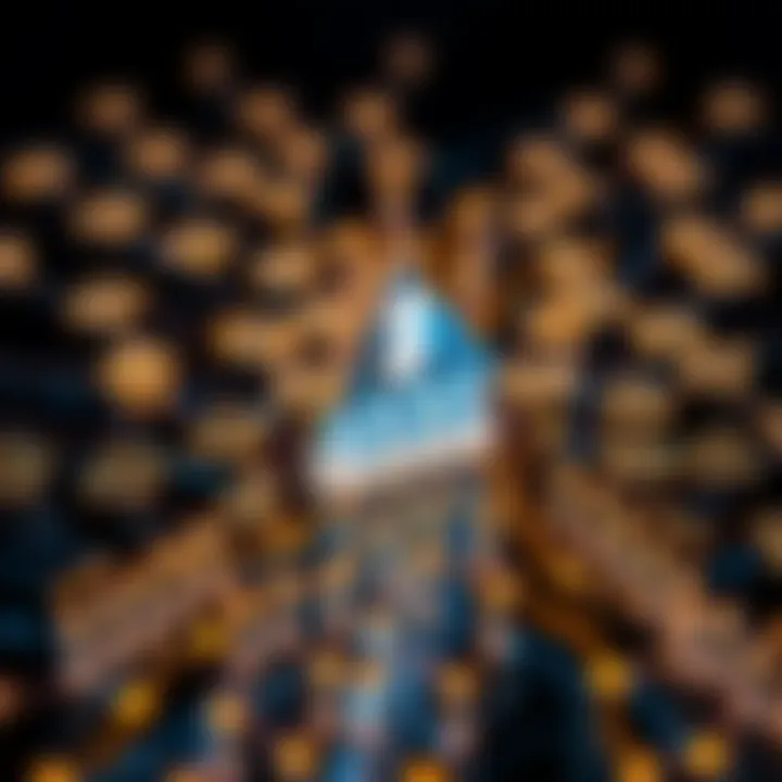 The Backbone of NFTs: Blockchain Innovation An artistic interpretation of the blockchain technology that underpins NFTs, showcasing its complexity and innovation.