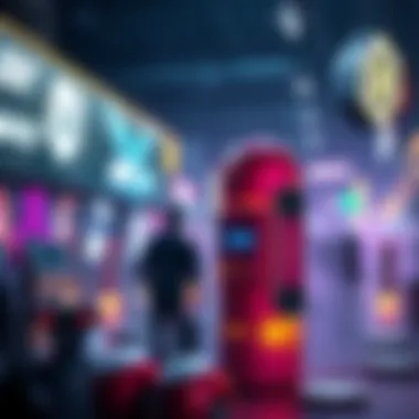 NFTs Across Industries: A Creative Revolution A dynamic scene depicting the intersection of NFTs and various industries such as gaming, music, and digital art.