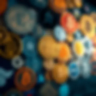 Diverse Cryptocurrency Logos Cryptocurrency logo collage representing various digital currencies