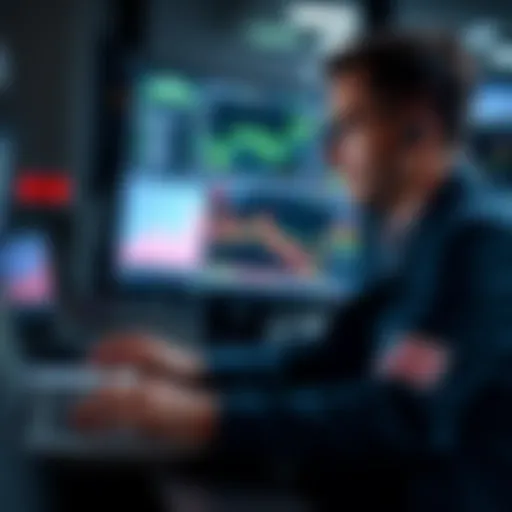 A trader analyzing financial charts on a laptop