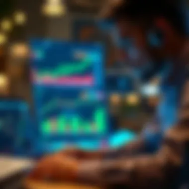 Analyzing Trends and Insights Person analyzing cryptocurrency trends on a laptop