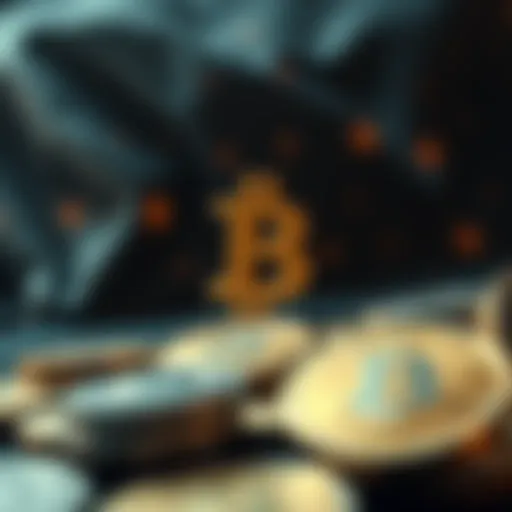 A conceptual illustration of cryptocurrency symbols