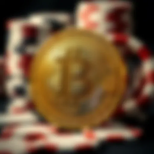 Visual representation of the Bitcoin symbol interlinked with poker chips