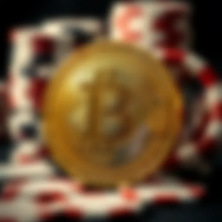Bitcoin and Poker Chips Fusion Visual representation of the Bitcoin symbol interlinked with poker chips