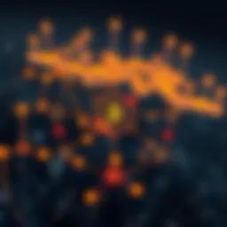 Blockchain architecture diagram showing nodes and connections