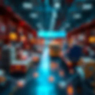 Illustration of supply chain nodes interconnected by blockchain