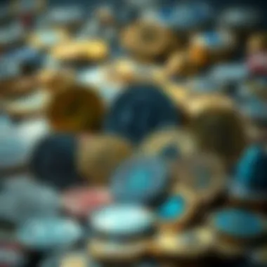 Diverse cryptocurrency icons representing various digital assets