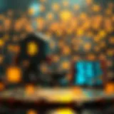 Visual representation of decentralized finance ecosystem with blockchain nodes