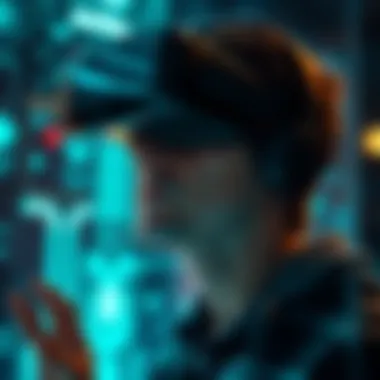 Immersion in Virtual Reality Virtual reality headset user experiencing an immersive digital environment